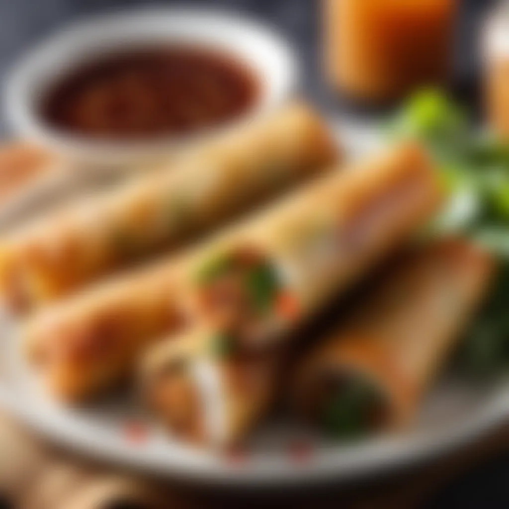 Delicious Hmong egg rolls served with dipping sauce