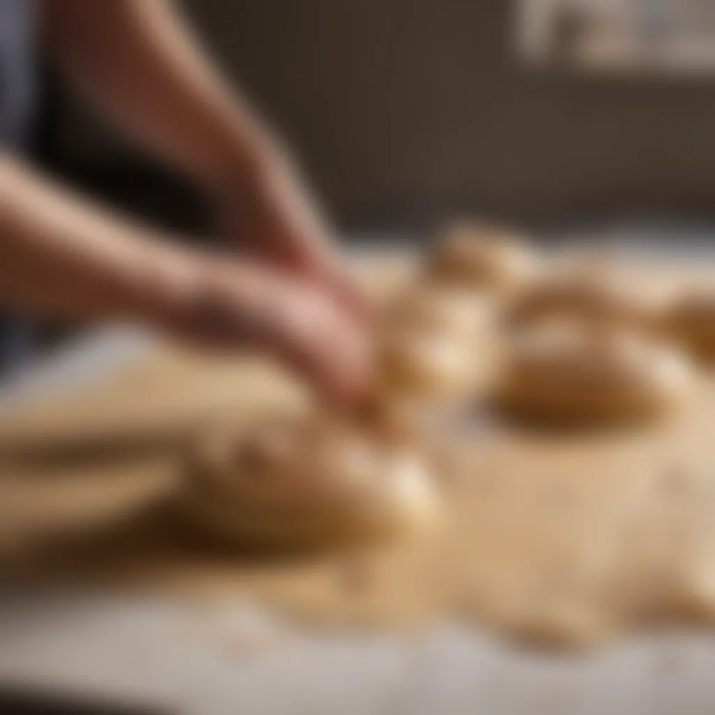 Homemade Cinnamon Roll Dough Being Rolled Out