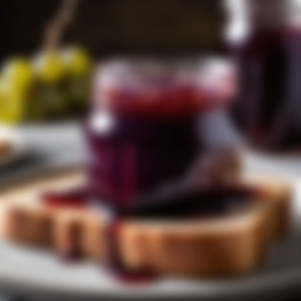 Homemade grape jelly on toast