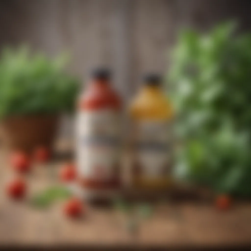 Natural herbicide ingredients displayed on a wooden table