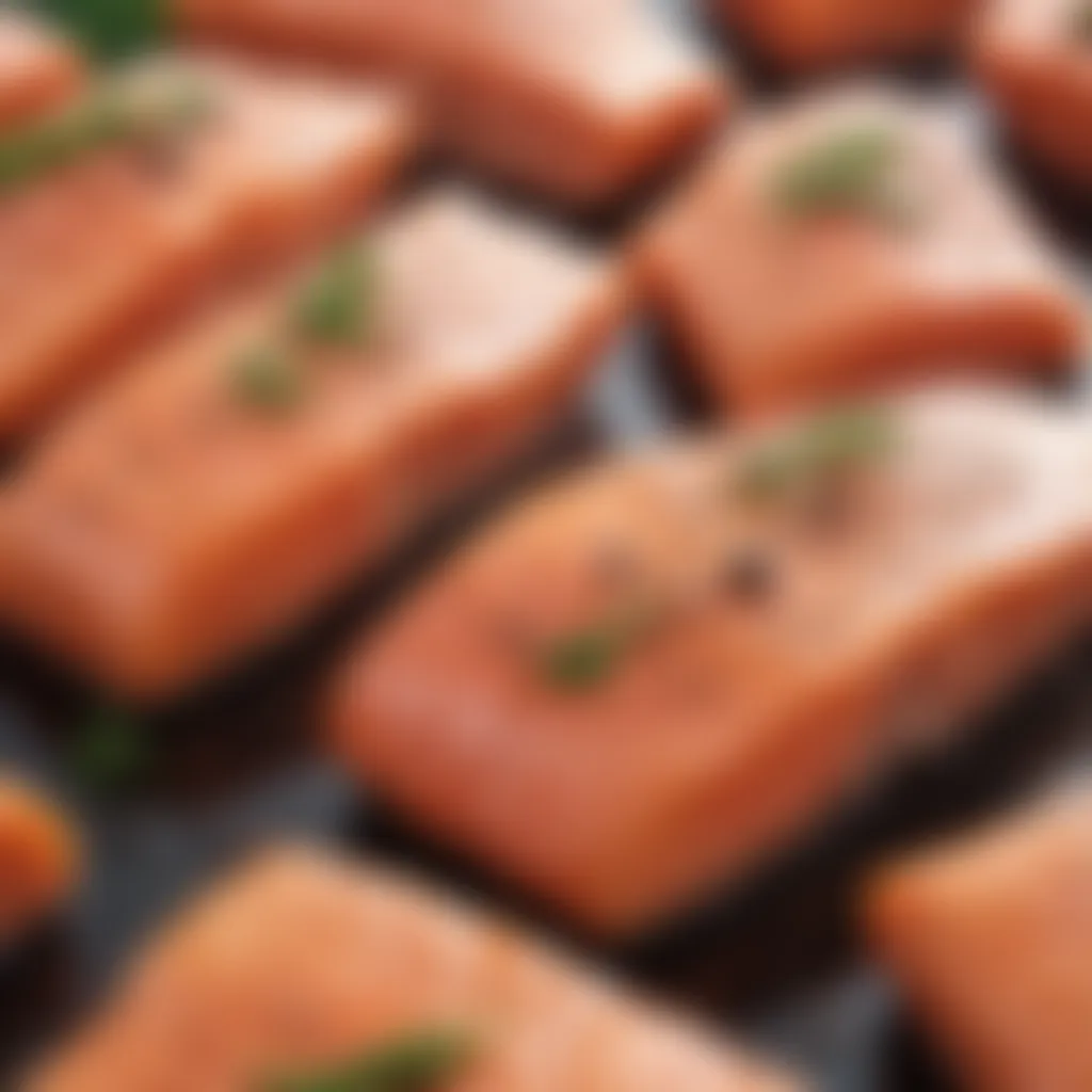 Fresh salmon steaks ready for seasoning