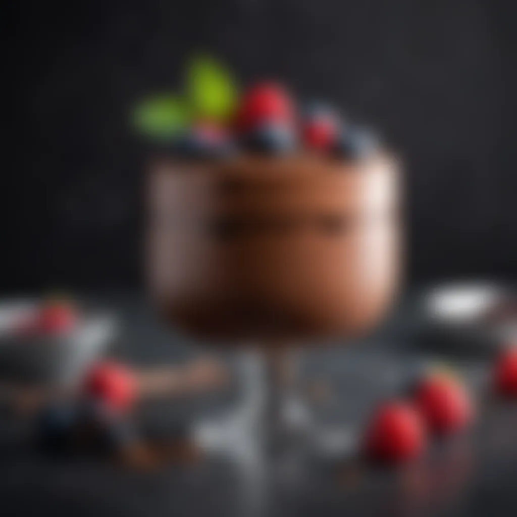 A rich chocolate mousse topped with fresh berries