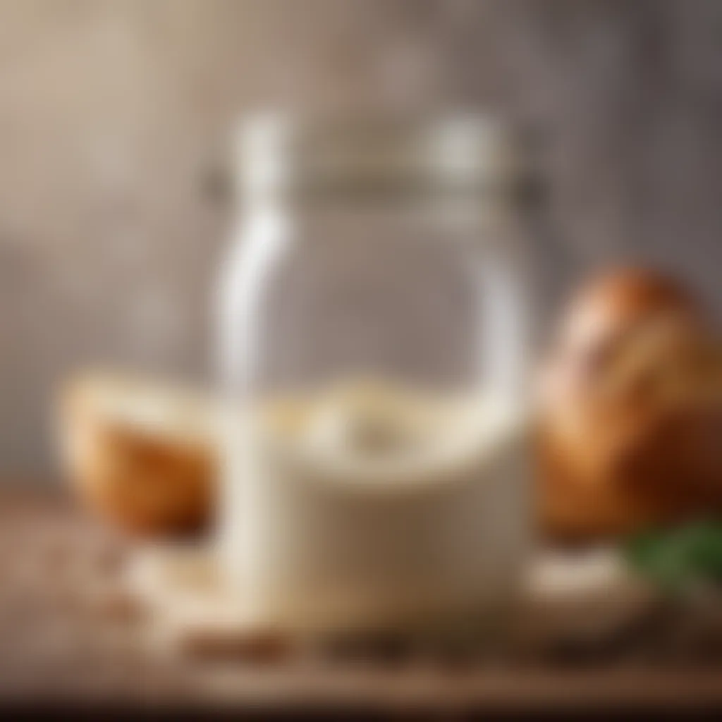 An elegant glass jar showcasing a bubbling sourdough starter