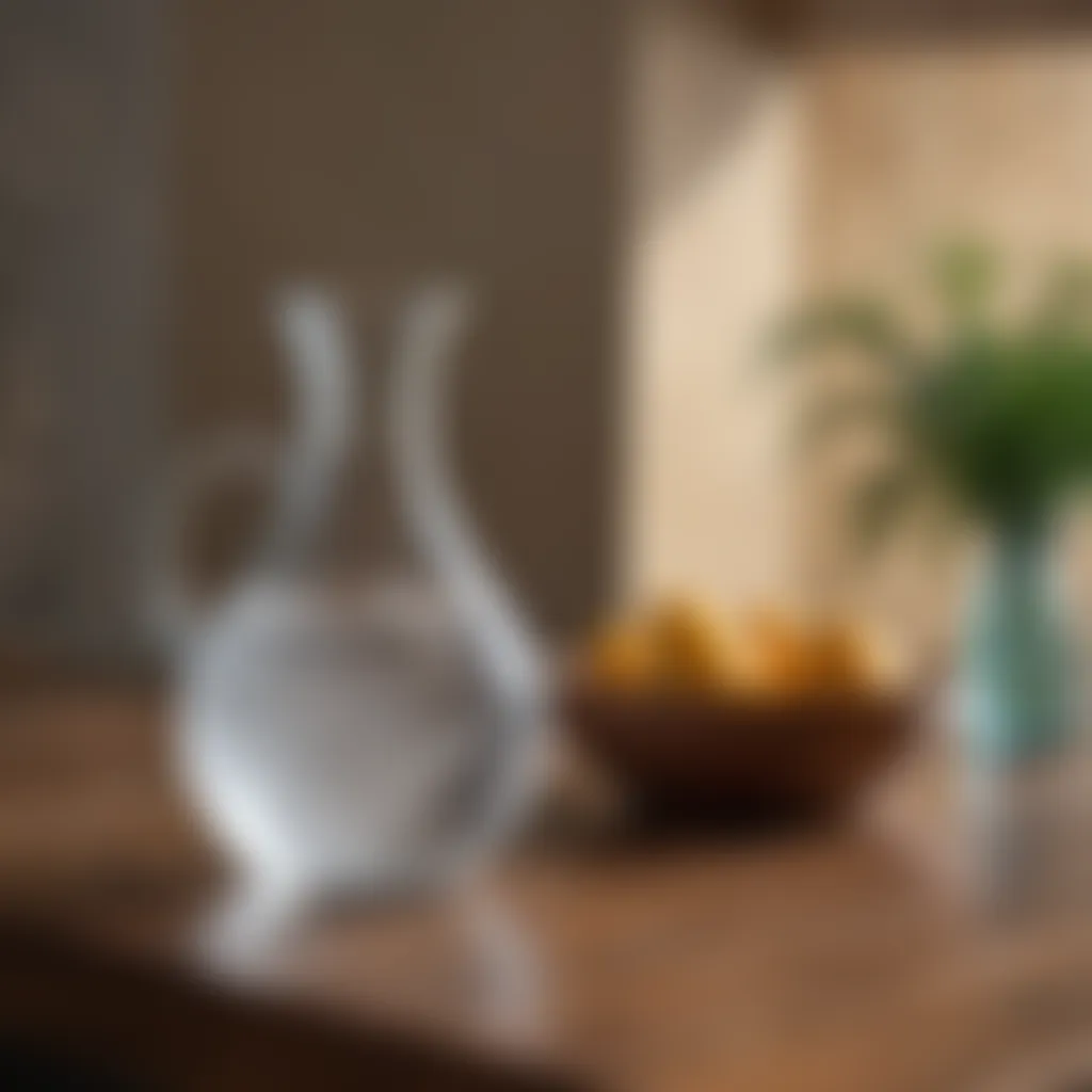 Hydros Carafe with Refreshing Water Hydros Carafe filled with refreshing water on a wooden table