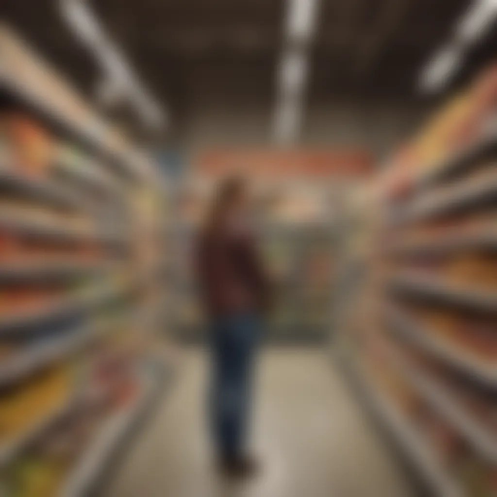 A shopper making informed decisions at a grocery store