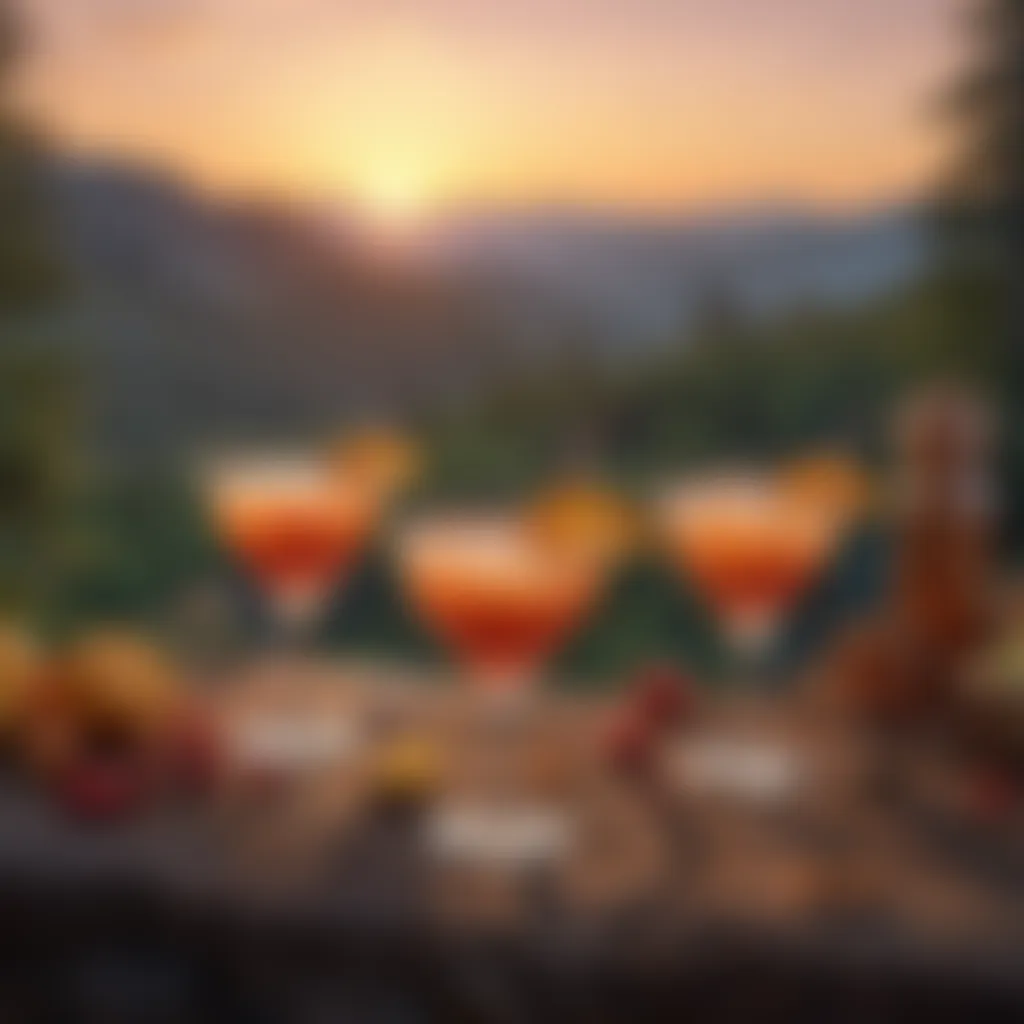 A sunset scene with cocktails in hand, creating a warm and inviting atmosphere