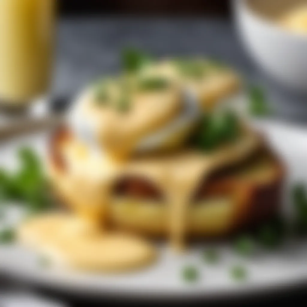 Gourmet cornbread eggs Benedict with creamy hollandaise sauce