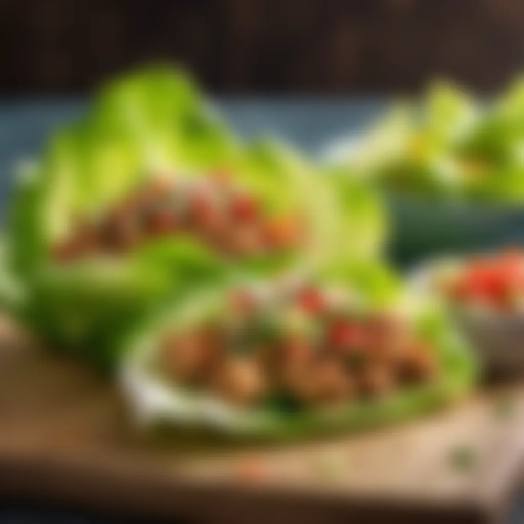 Savory ground chicken lettuce wraps with vibrant toppings