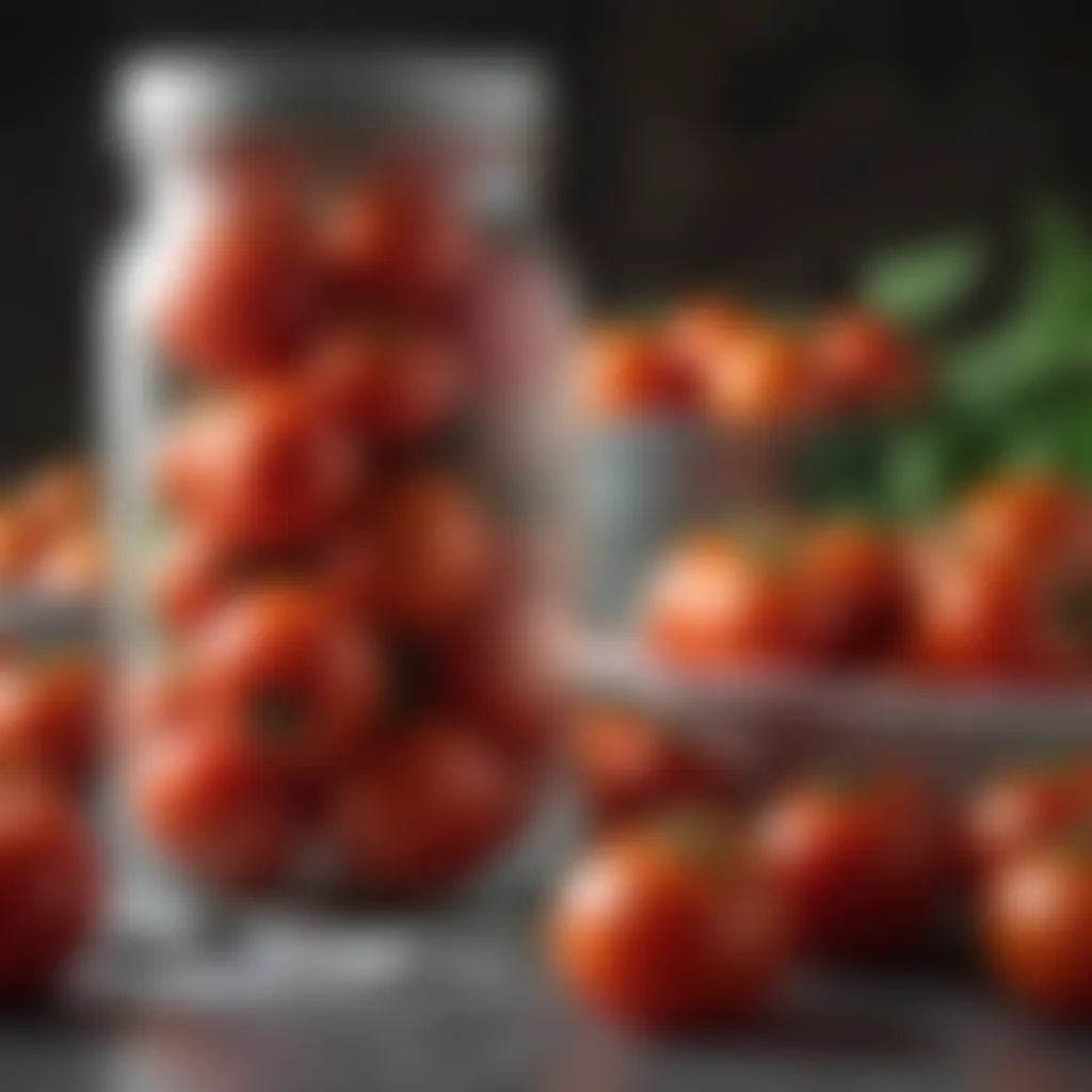 Tomatoes in a glass jar with baking soda for preservation