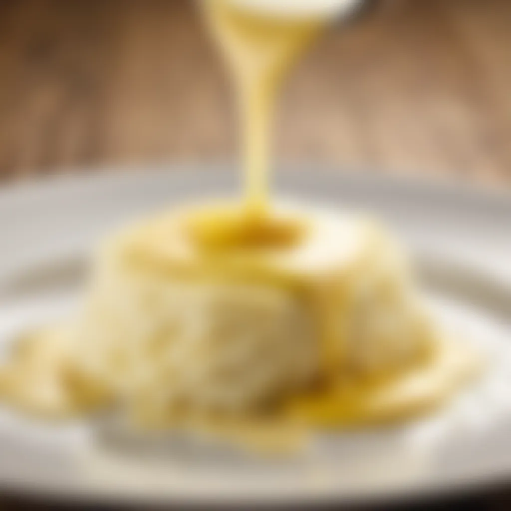 A pat of butter melting on mashed potatoes