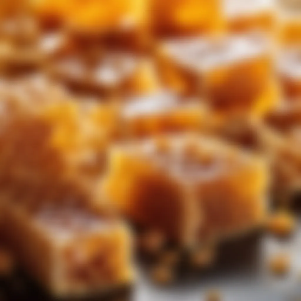 Close up of crunchy honeycomb pieces