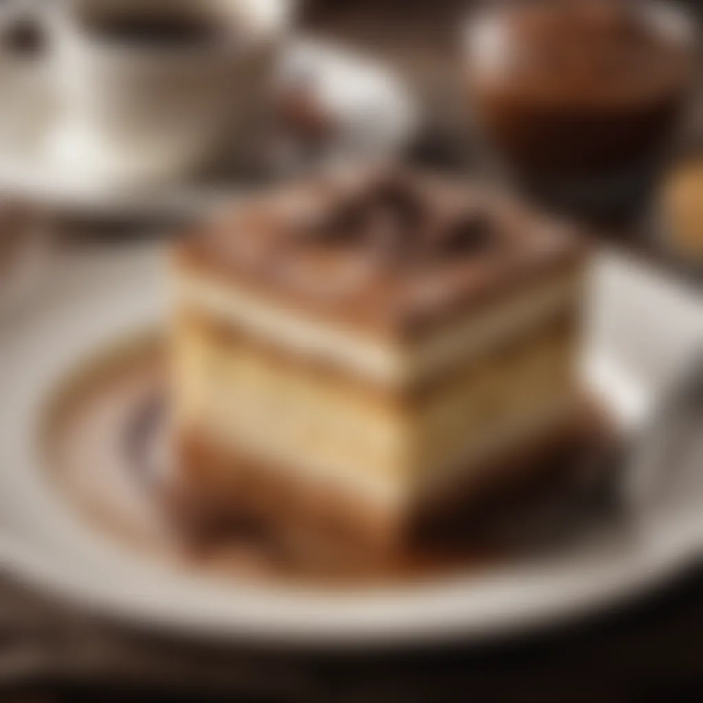 Rich and creamy Italian tiramisu dessert with coffee and cocoa