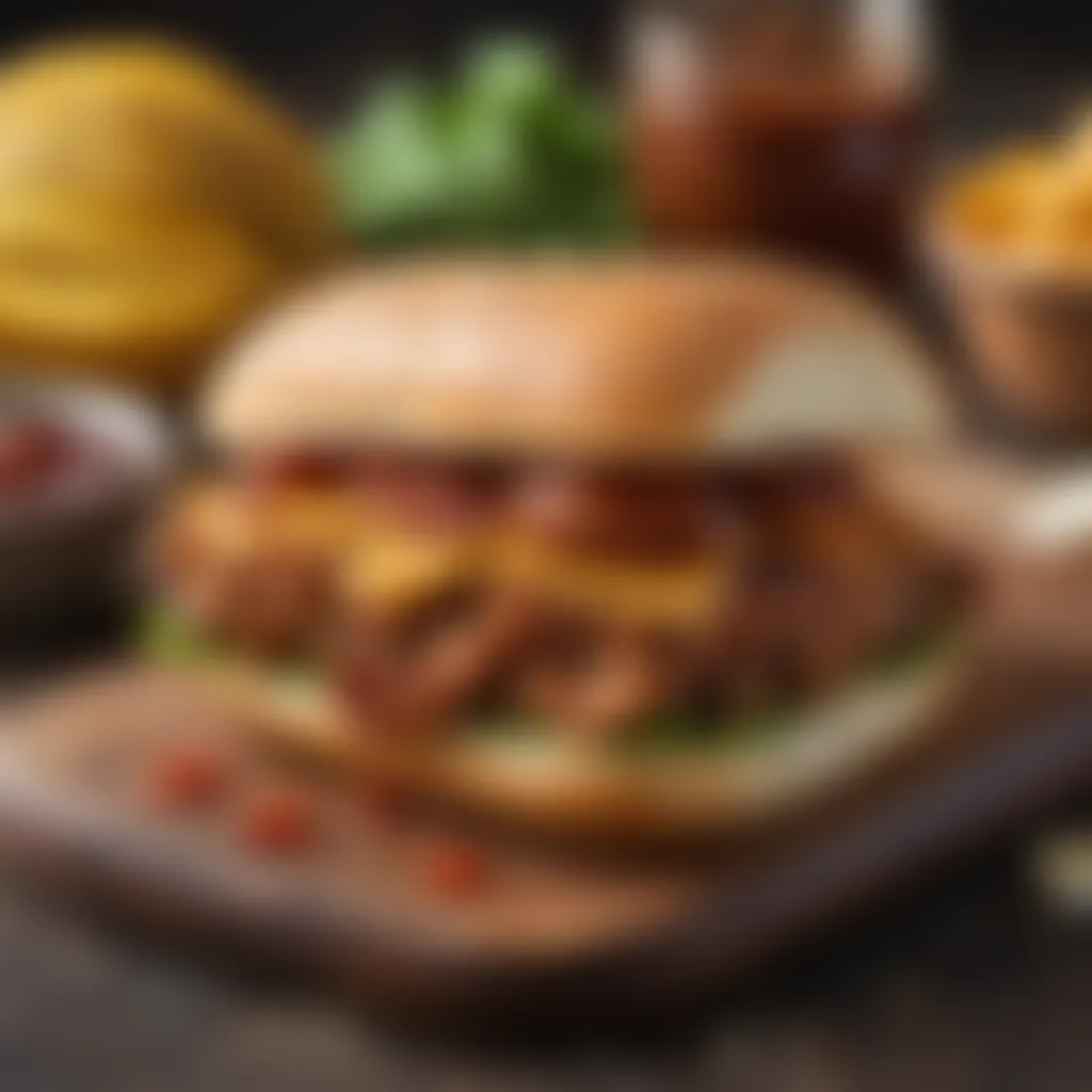 Jackfruit BBQ Sandwich: A Flavorful Bite An inviting jackfruit BBQ sandwich, beautifully presented with fresh toppings.