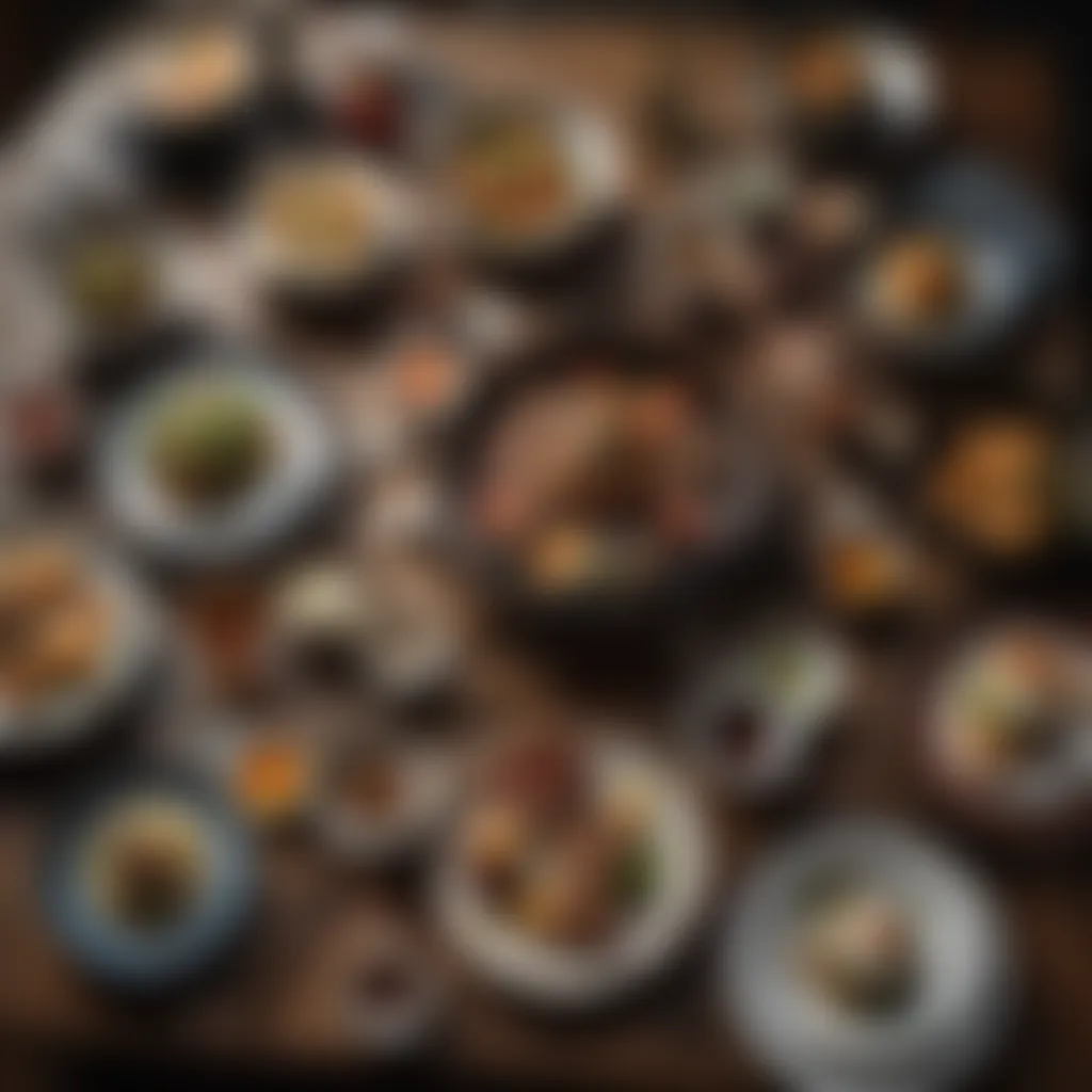 Exquisite Japanese Table Setting Elegant Japanese table setting with traditional dishes
