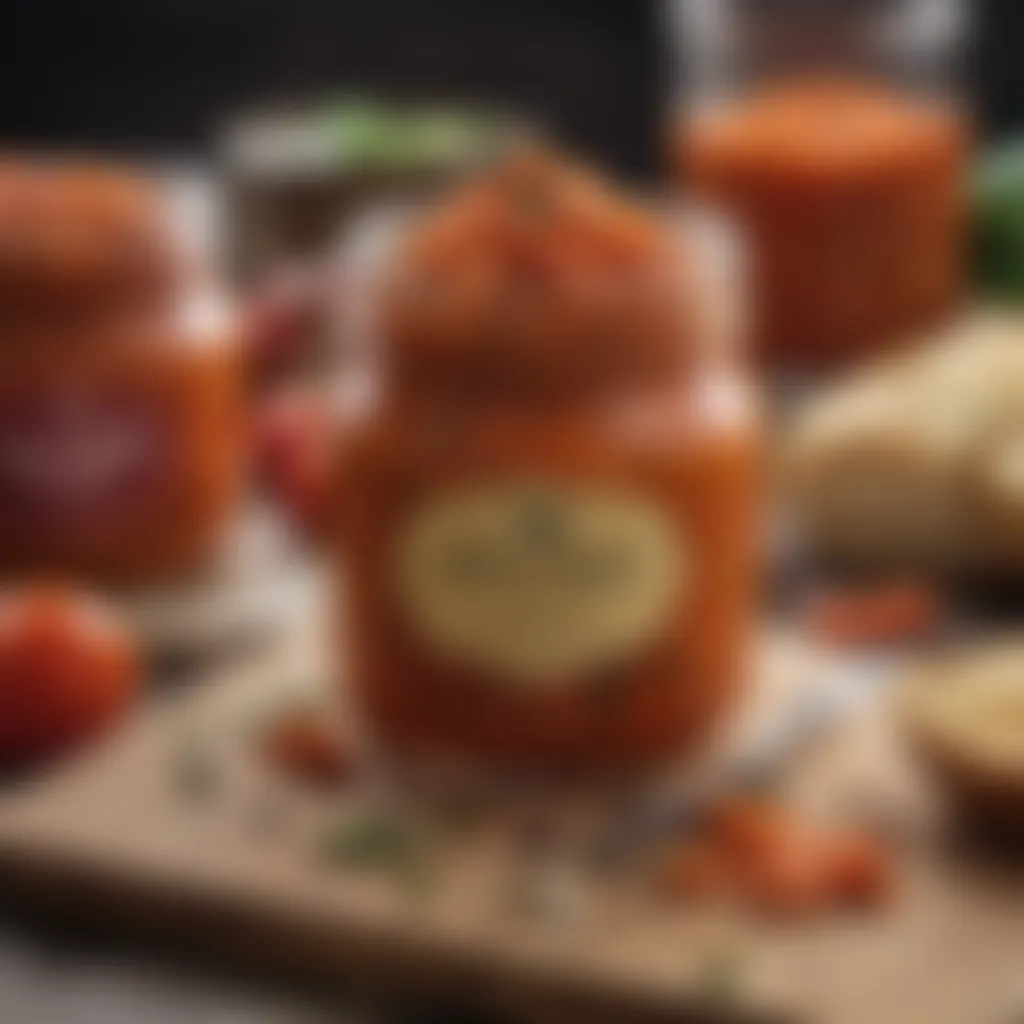 Exquisite Homemade Ajvar Ready for Enjoyment Jar of Homemade Ajvar Spread