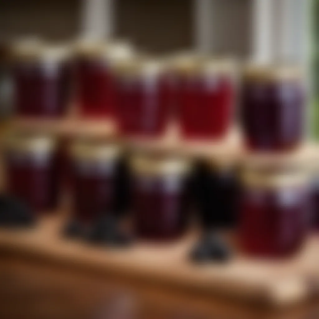 Jars of blackberry jelly