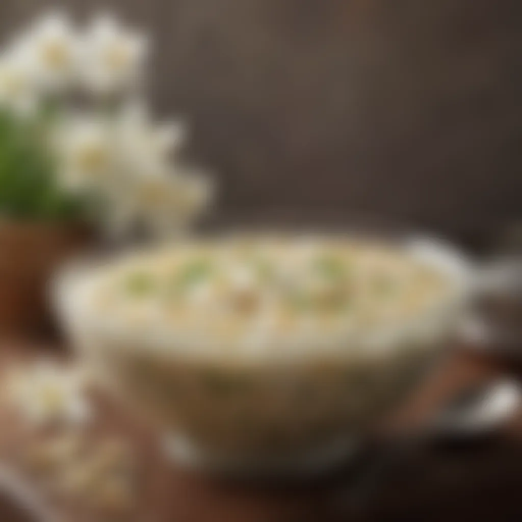 Artistic depiction of delicate jasmine flowers symbolizing the fragrance in Chinese rice pudding