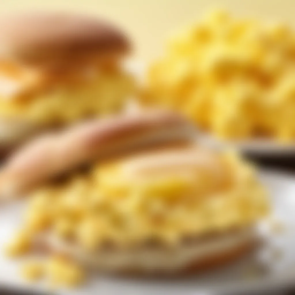 Fluffy scrambled eggs for Jimmy Dean breakfast sandwich