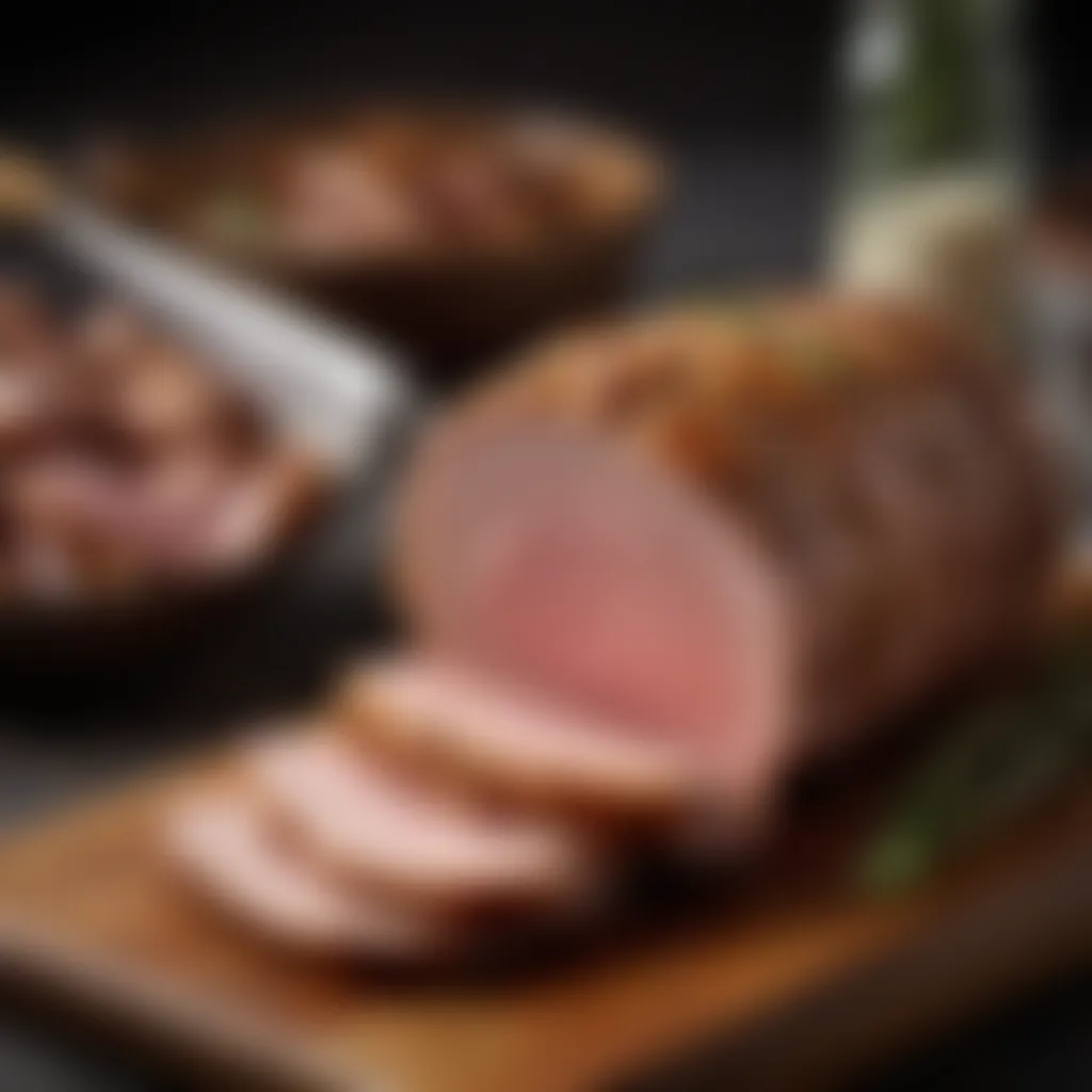Allowing Juicy Pork Tenderloin to Rest Before Elegant Slicing Juicy Pork Tenderloin Resting Before Slicing