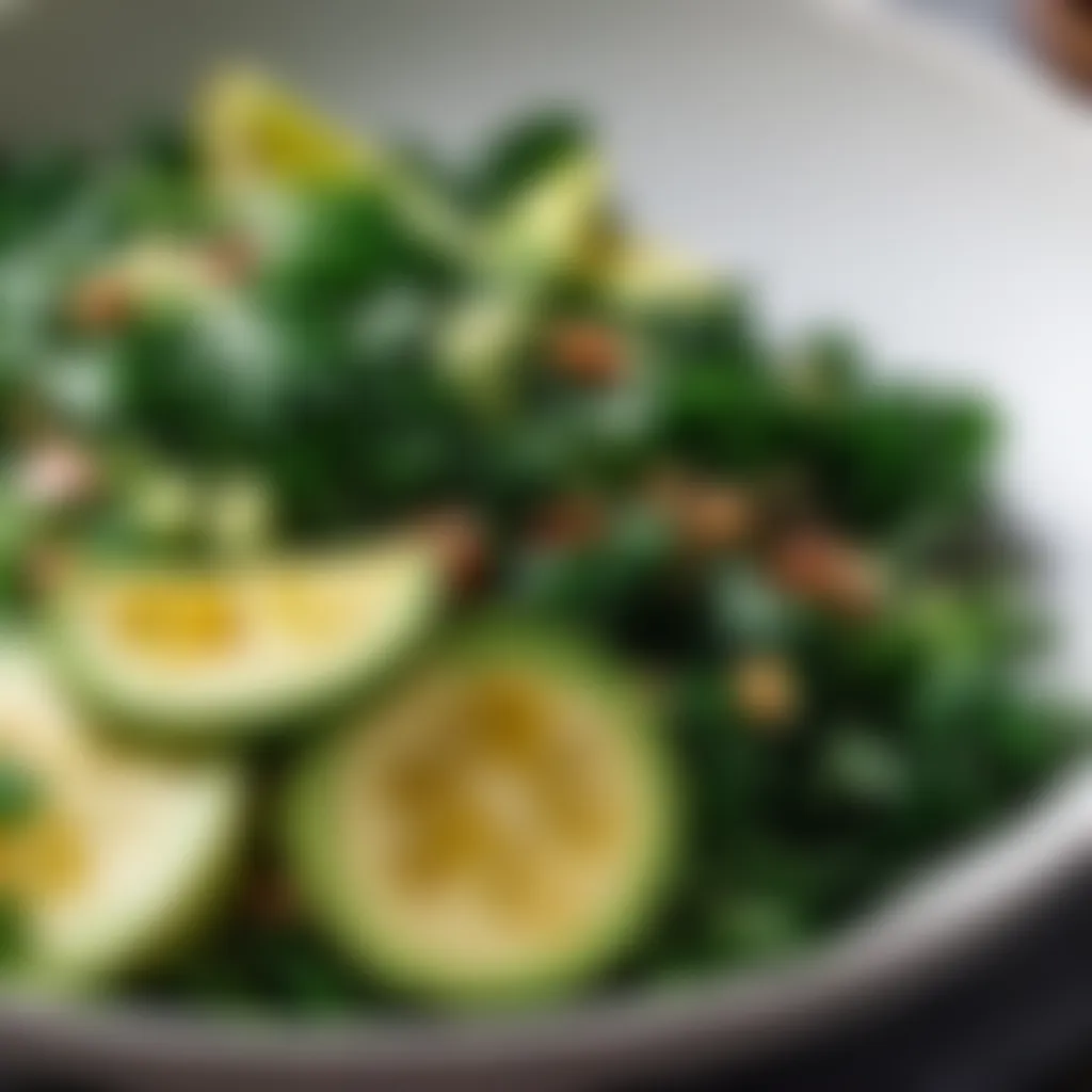 Kale salad with avocado and lemon dressing