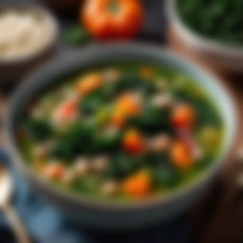 Kale soup with beans and vegetables