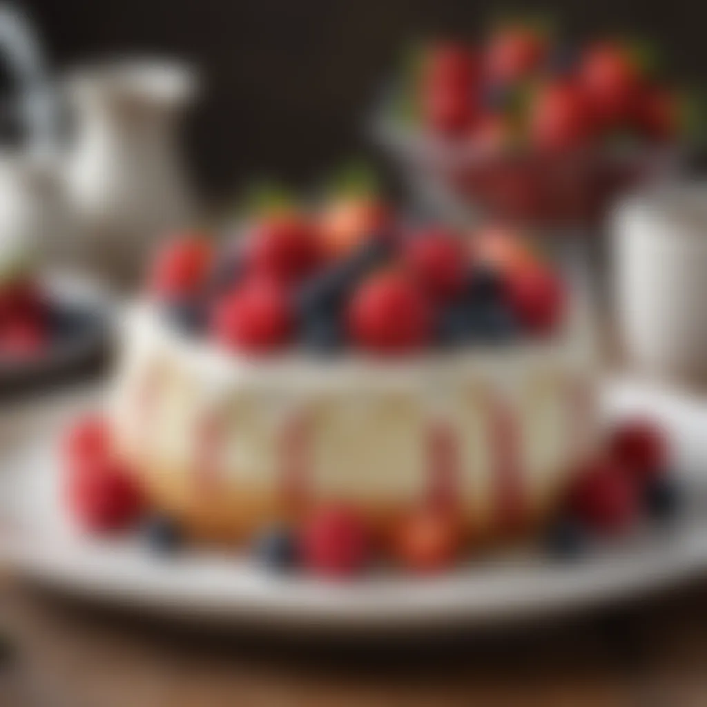 A slice of keto angel food cake served with fresh berries