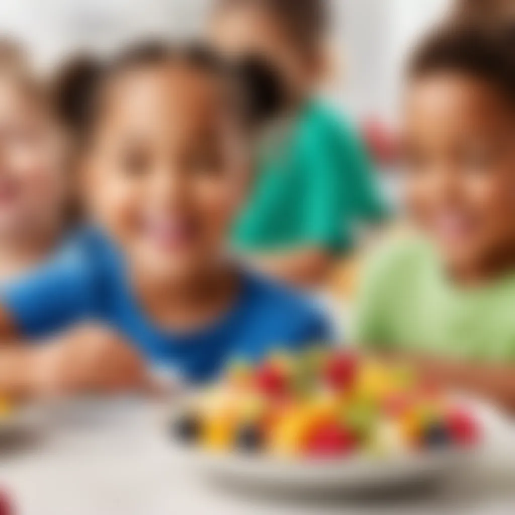 Kindergarten class enjoying a fruit salad