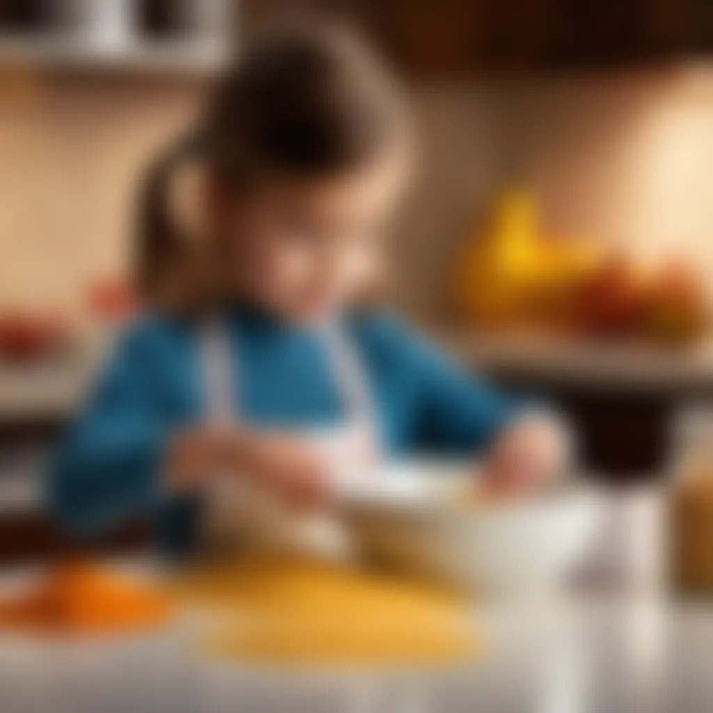 Young child measuring ingredients