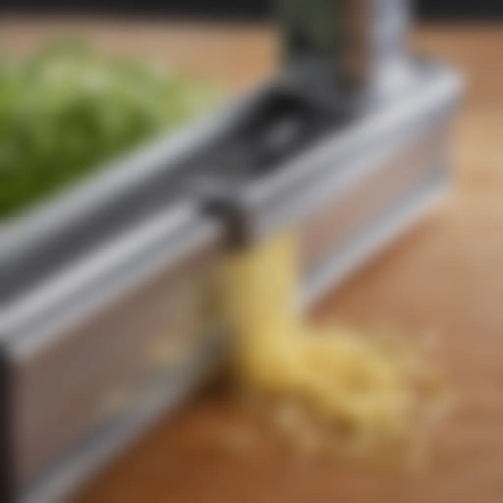 Close-up view of the KitchenAid Vegetable Sheet Cutter showcasing its noodle blade feature.