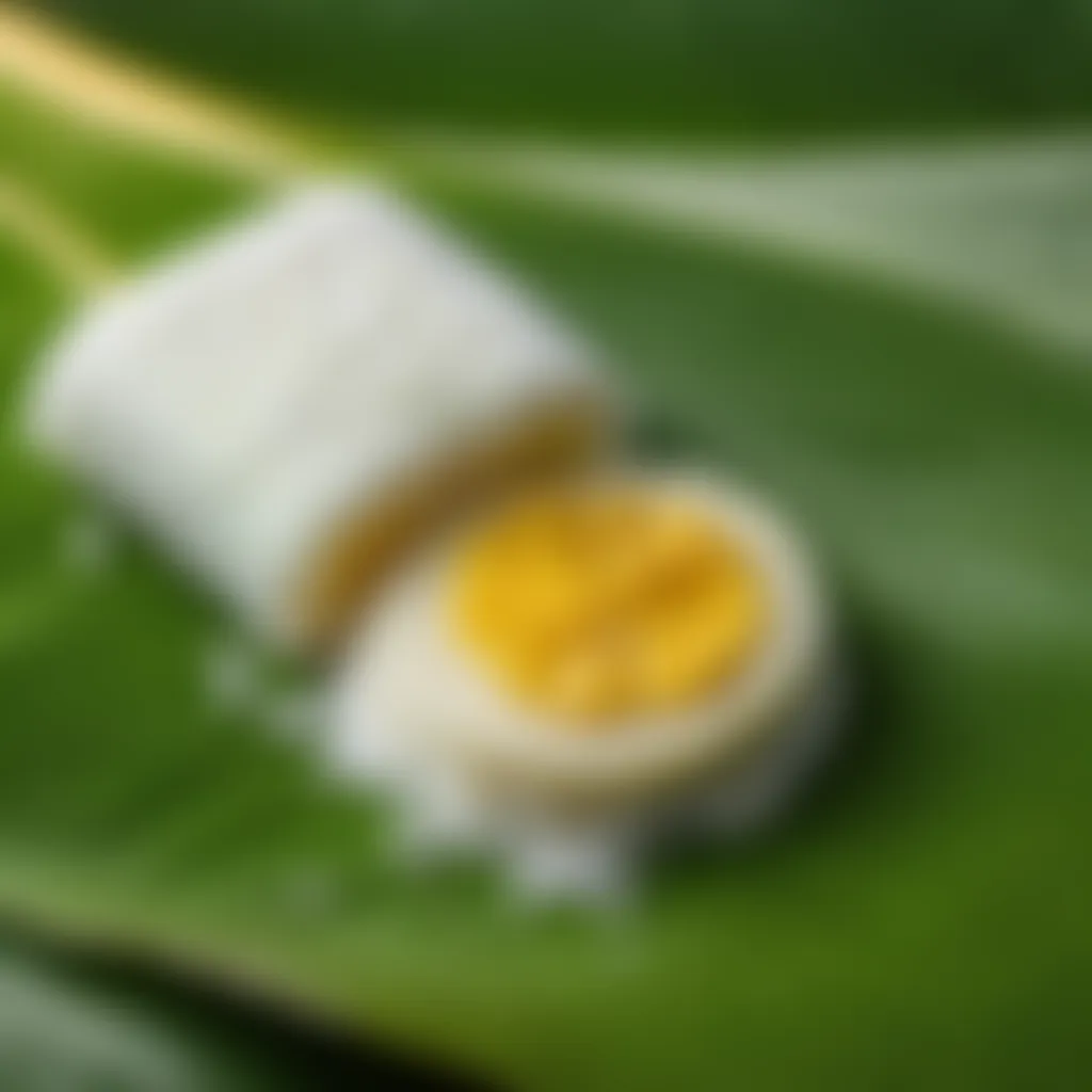 Klepon on a banana leaf