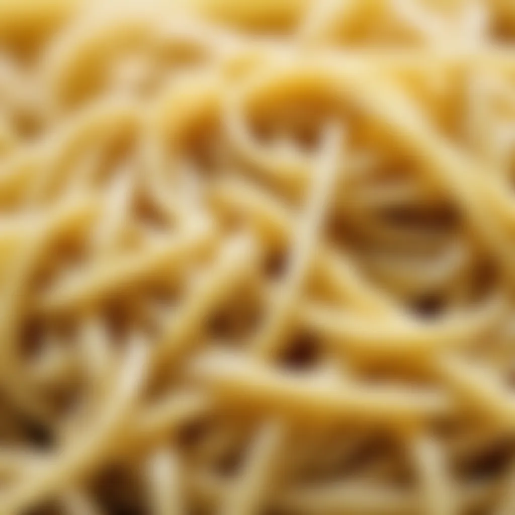 Close-up of homemade kluski noodles