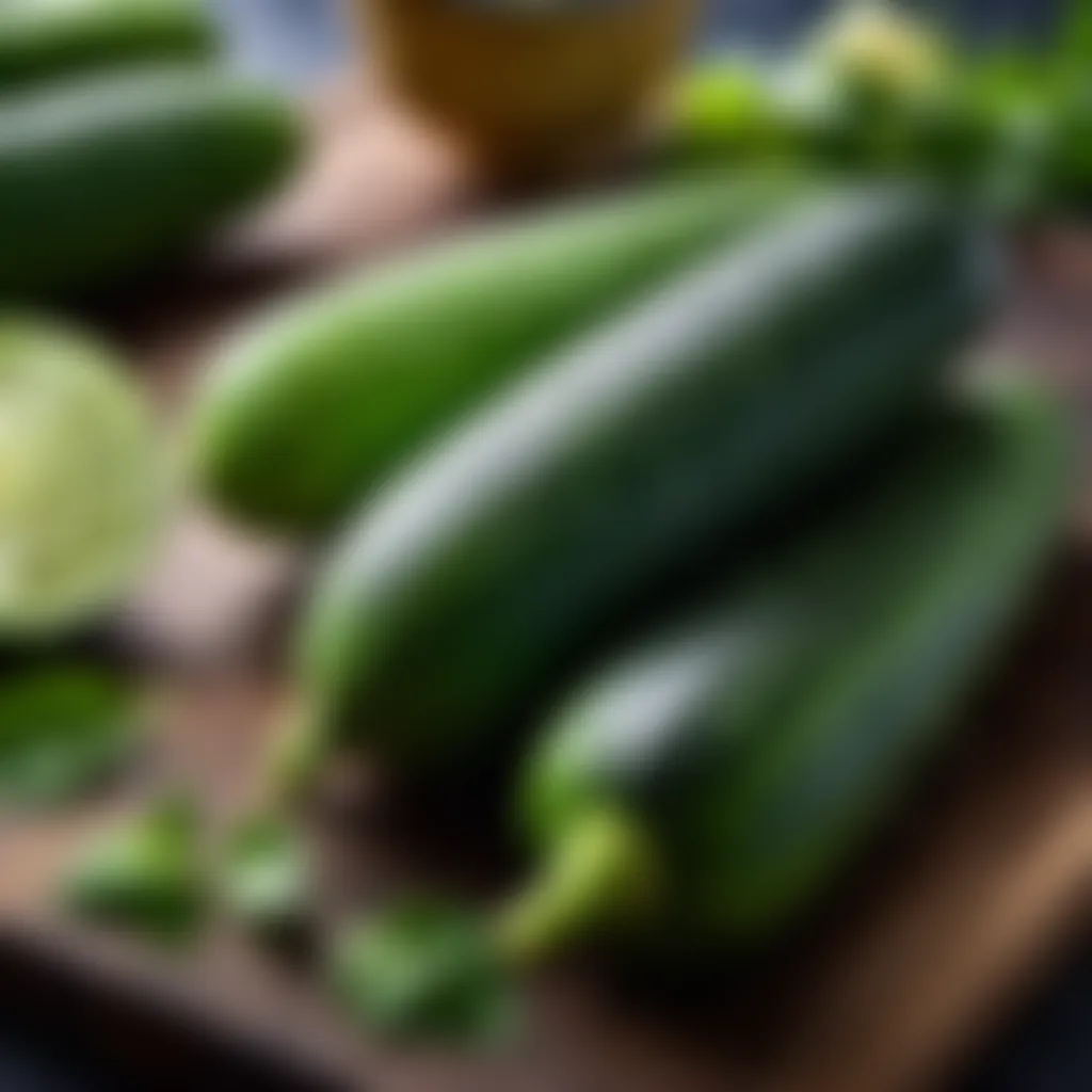 Freshly harvested cucumbers