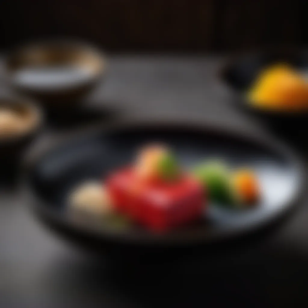 Traditional Japanese lacquerware holding agebitashi dish