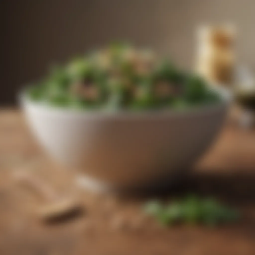 Leafy greens and grains in a bowl