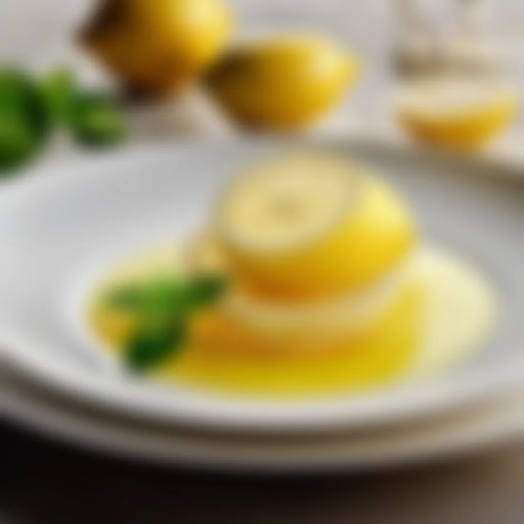 Gastronomic Delight with Lemon Rind Infusion Lemon rind infused gourmet dish