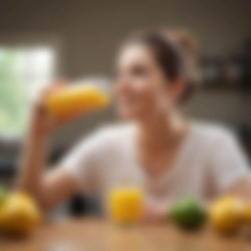 Enjoying the Lemonkind One Day Cleanse A person enjoying a juice cleanse