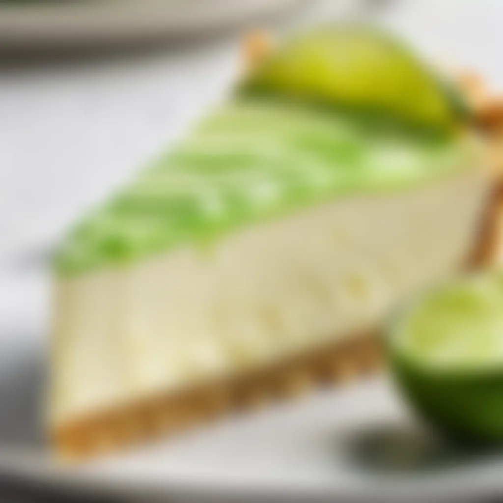 A slice of tangy lime cheesecake