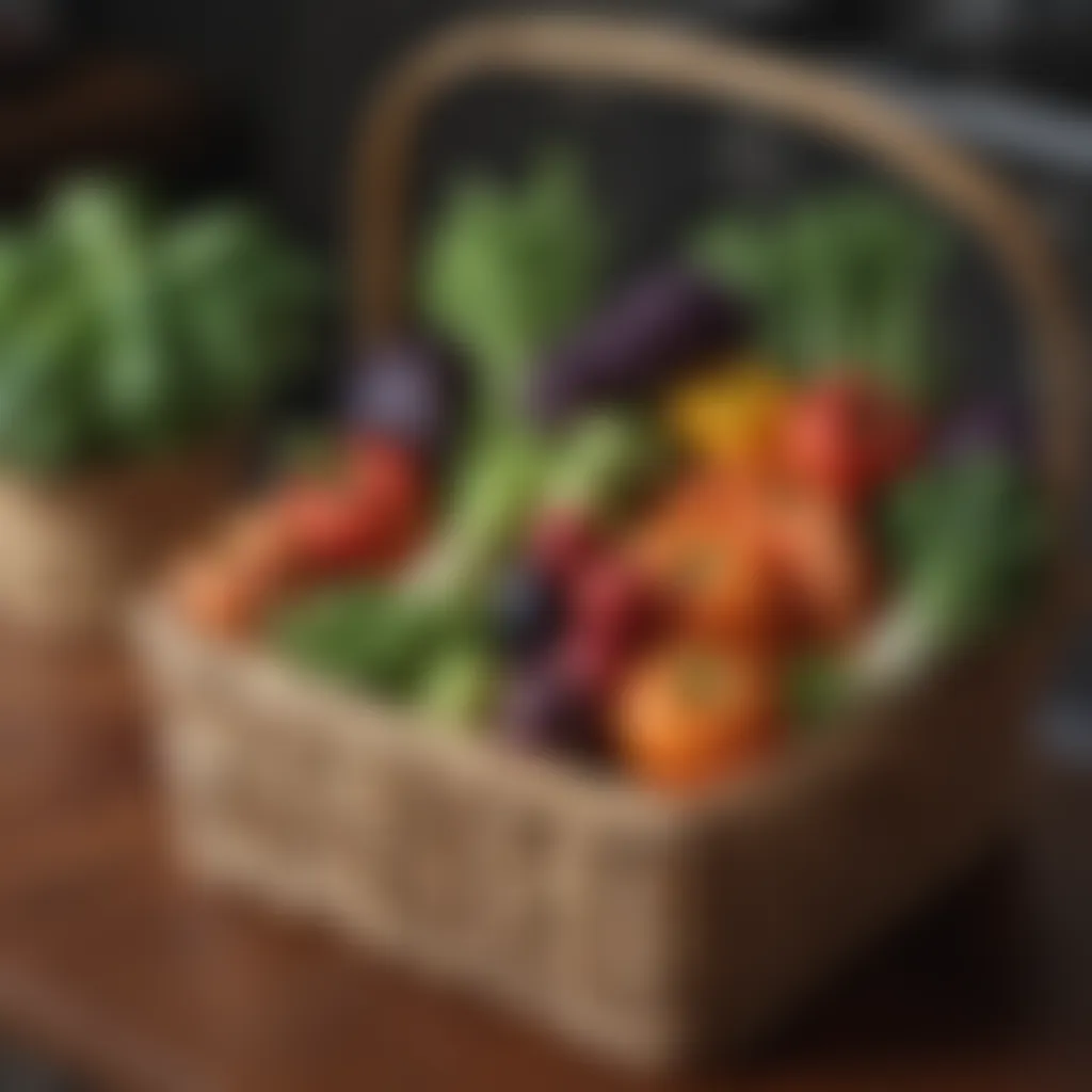 Fresh vegetables in a delivery basket