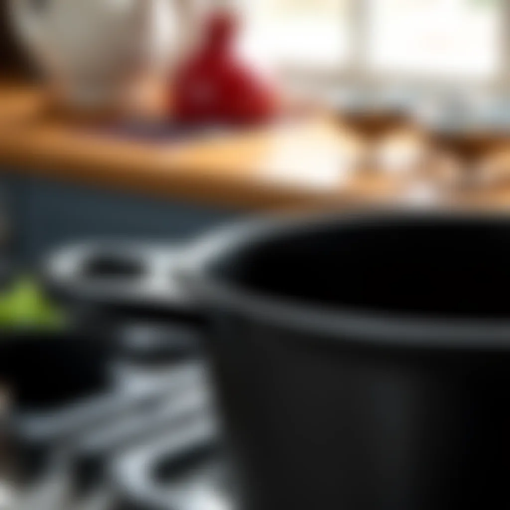 A beautifully crafted Lodge cast iron saucepan showcasing its elegant curves and sturdy handle.