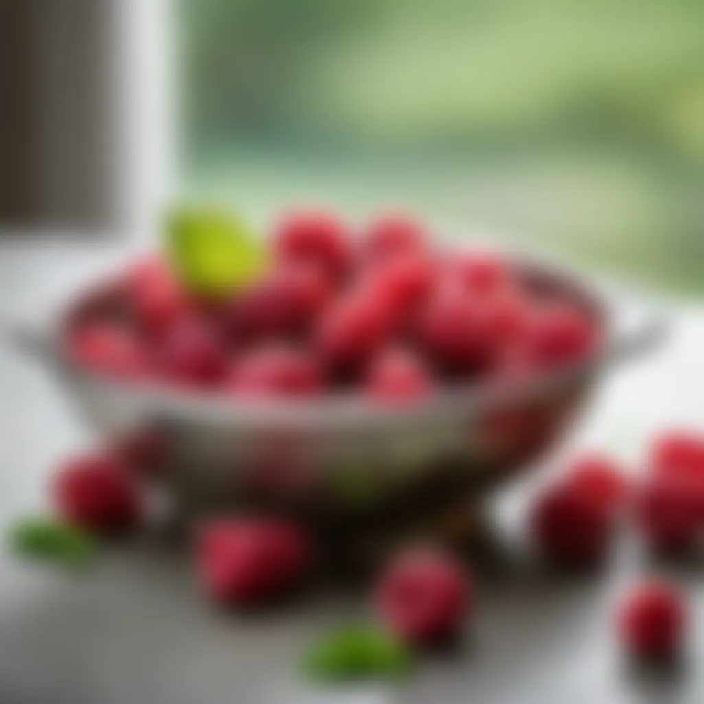 Loganberries in a Colander