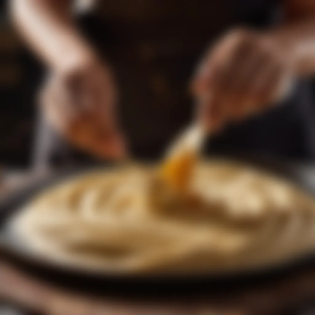 Crafting the perfect Lokma shape Lokma dough being delicately shaped