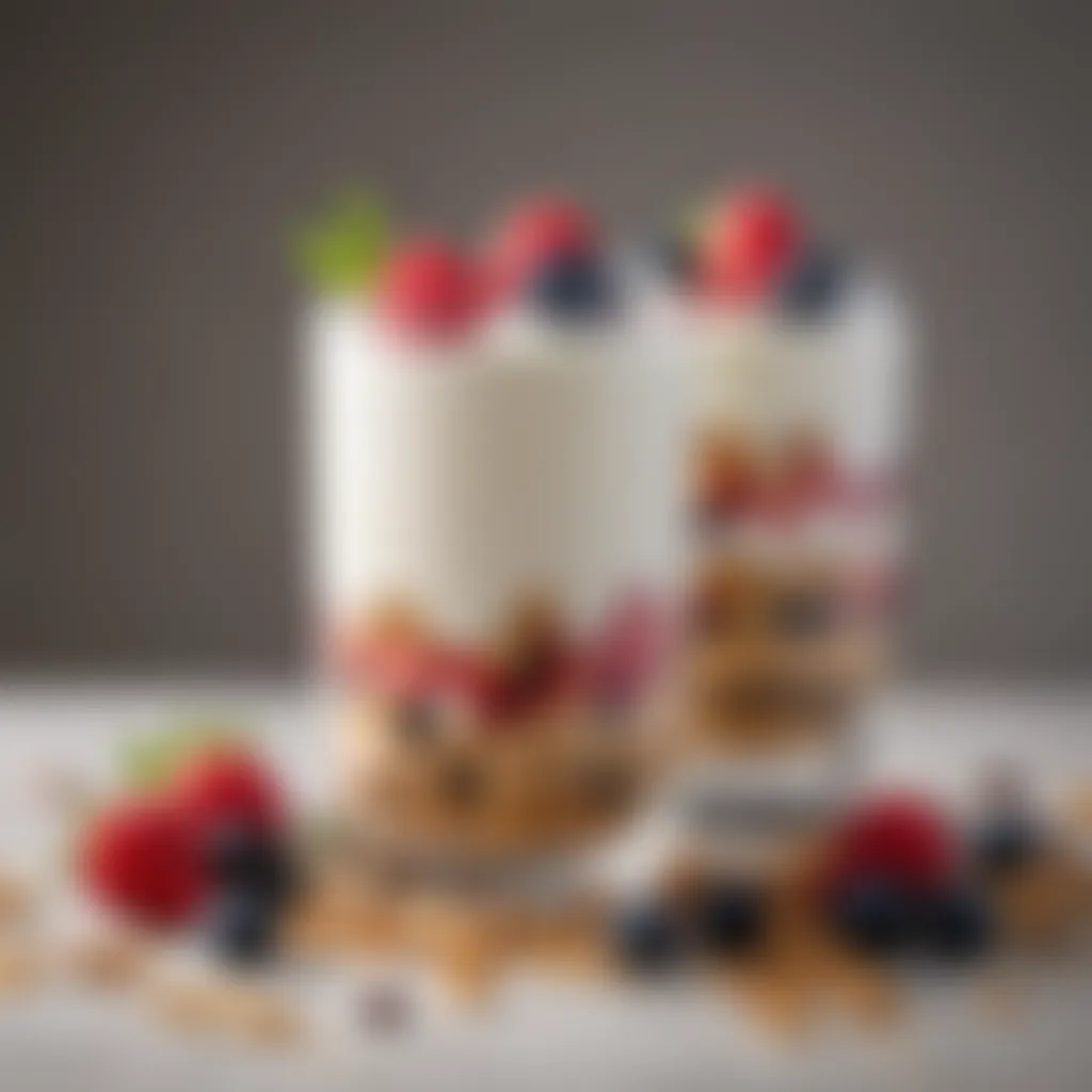 A refreshing yogurt parfait layered with berries and granola for a fulfilling treat.