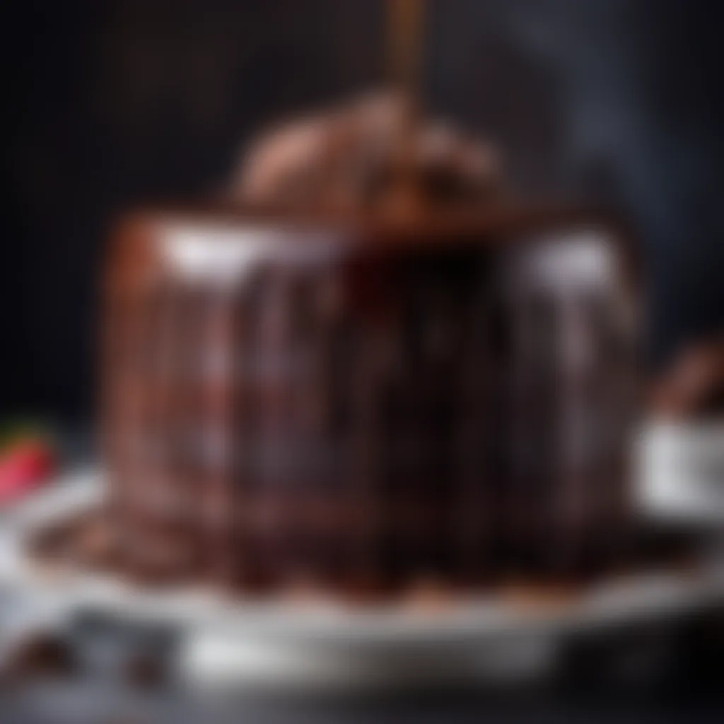 Luxurious Chocolate Ganache Drizzling on Cake