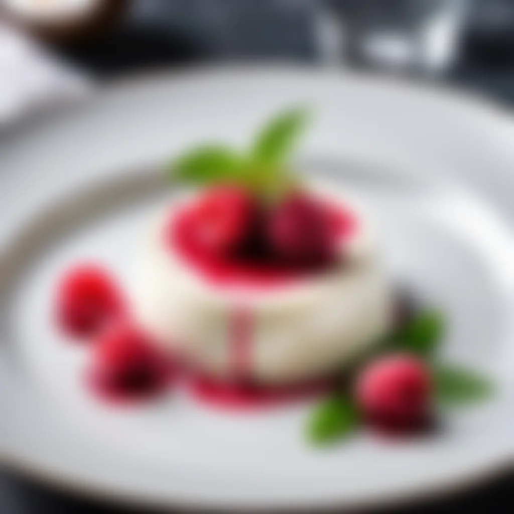 Lychee and Coconut Panna Cotta with Raspberry Drizzle