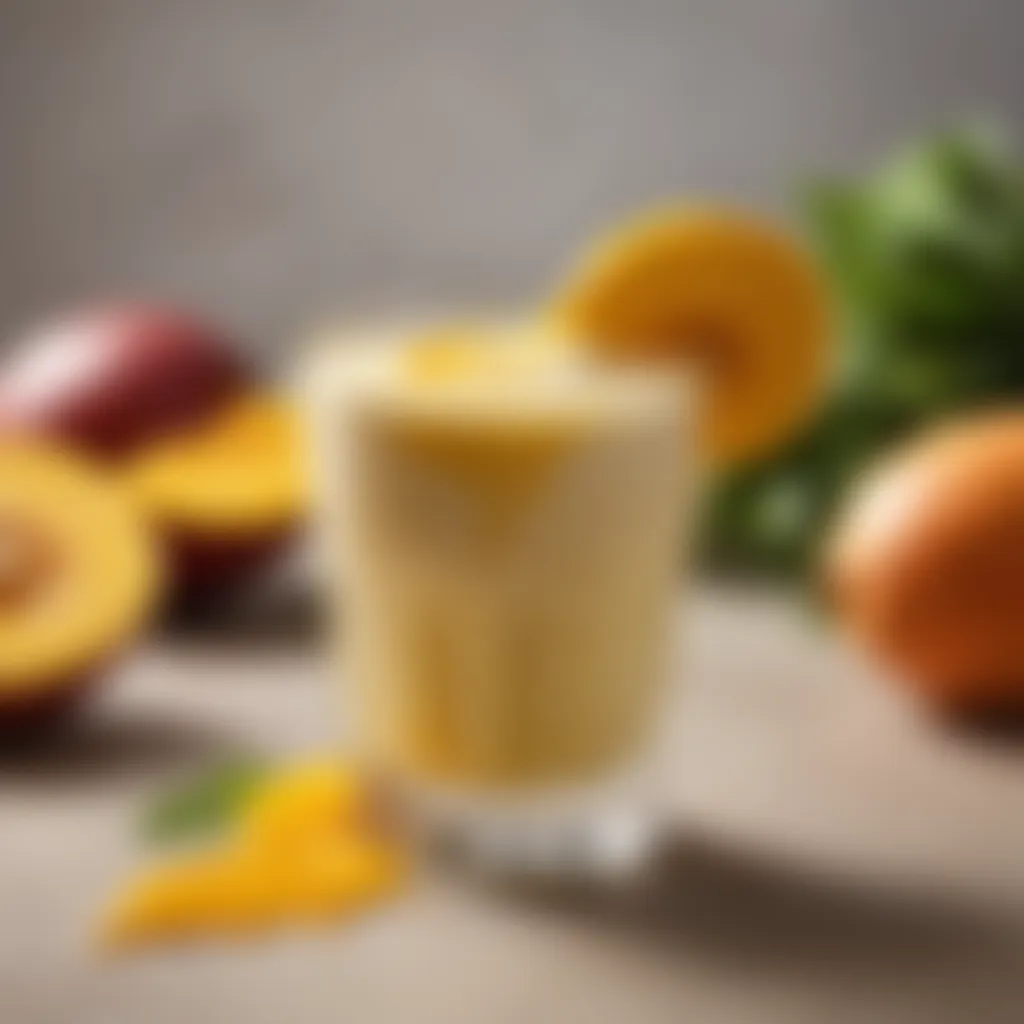 Mango smoothie with a swirl of cream