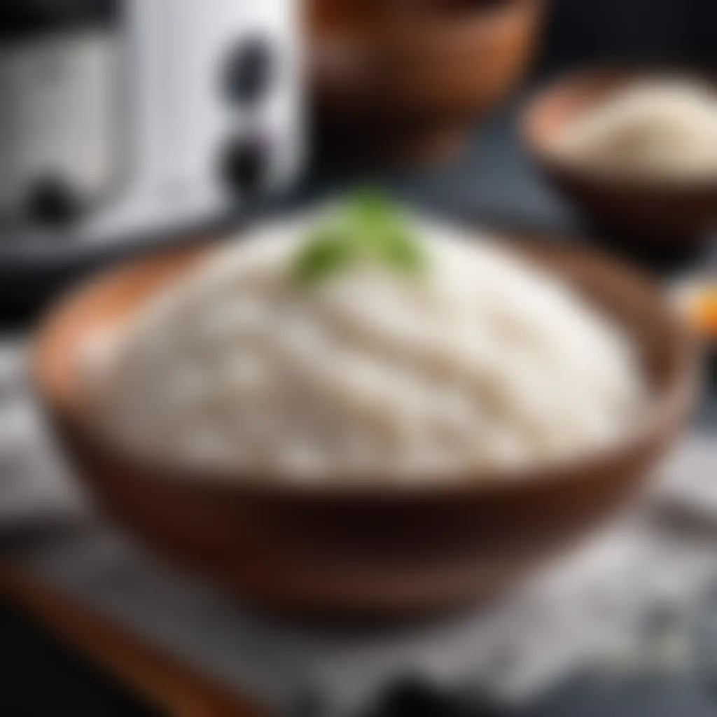 Fluffy white rice in a modern setting