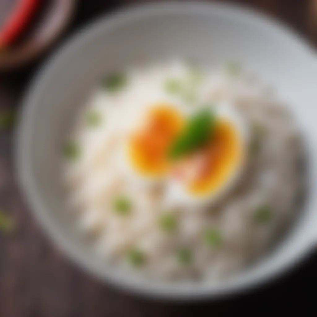 Close-up of perfectly cooked rice in a traditional bowl