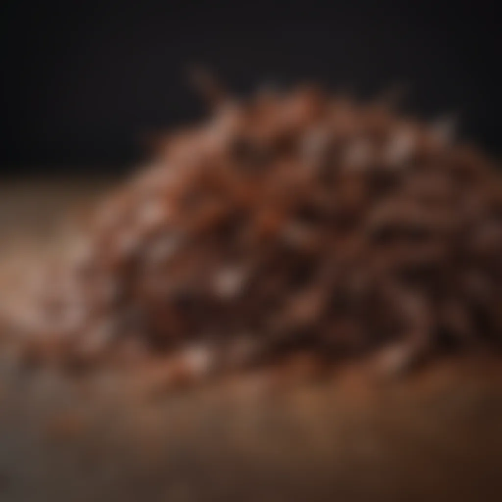 Close-up of artisanal chocolate shavings