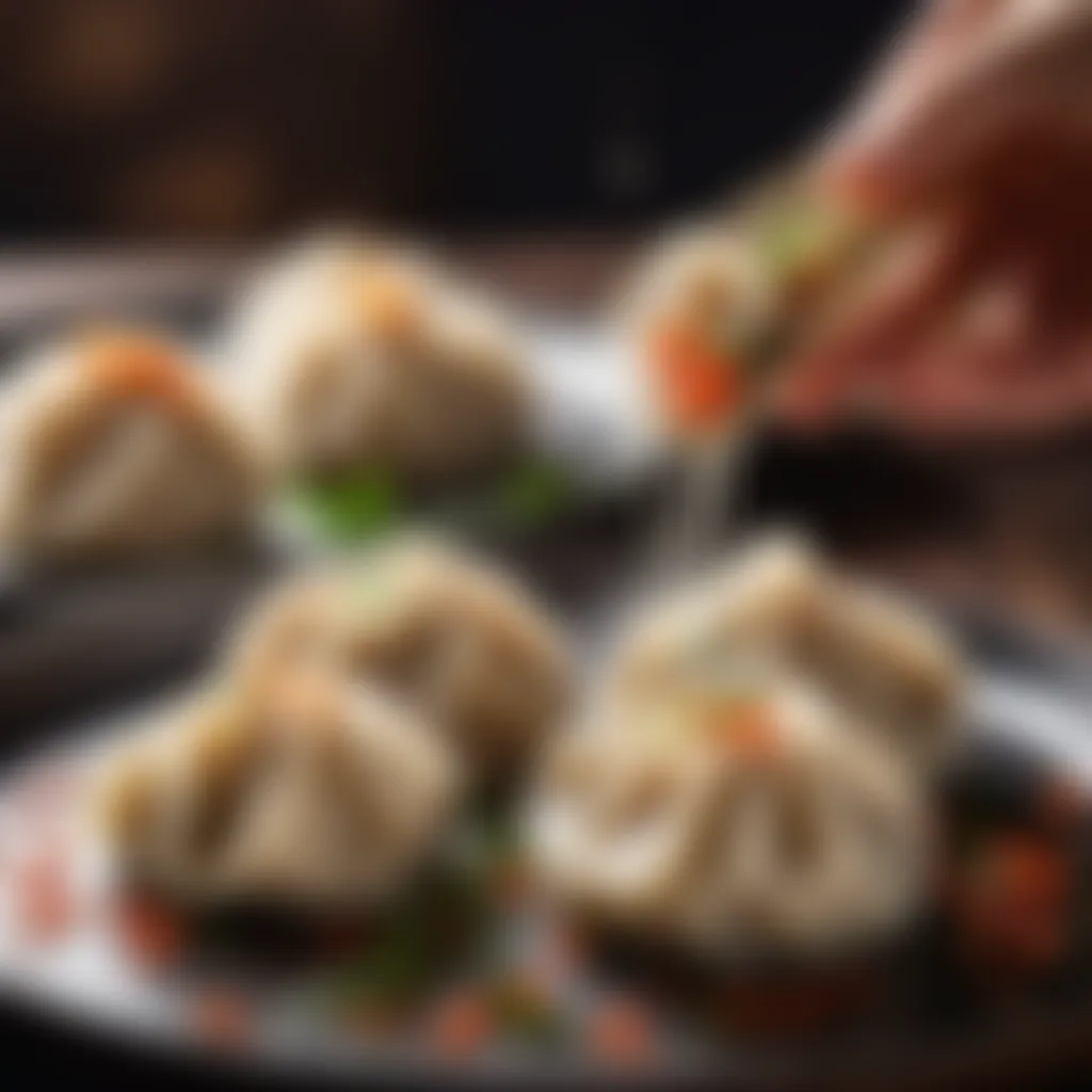 Artistic depiction of handcrafted dumpling filling