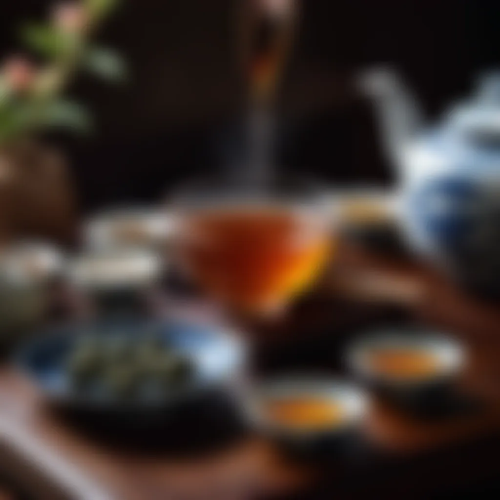 Elegant Chinese tea ceremony with traditional tea set